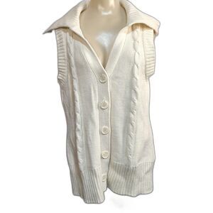 Fashion bug Women's medium cream cable knit button front vest
